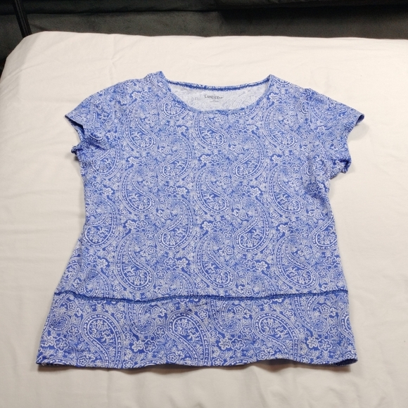 Lands End Blue Paisley Women's Top Size Medium - Picture 1 of 8